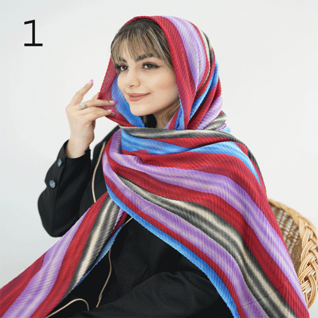 تصویر  شال آبرنگی راه راه
