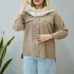 تصویر  شومیز مانتویی جیب کج