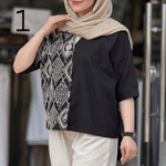 تصویر  شومیزمانتویی لینن خرجکار پولکی