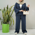 تصویر  کت و شلوار تک دکمه آستین پاکتی