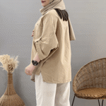 تصویر  شومیز لینن تک جیب آستین رگلان