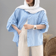 تصویر  شومیز لینن تک جیب آستین رگلان