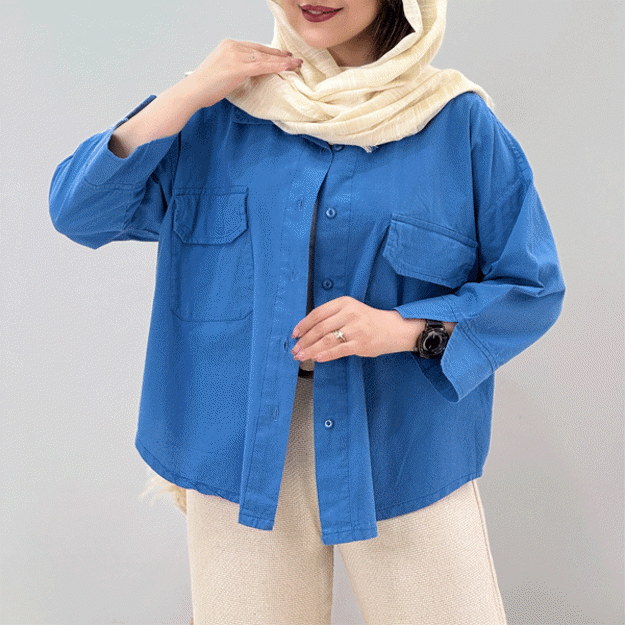 تصویر  شومیز لینن جیب پاکتی