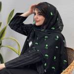 تصویر  شال توری طرح برگ