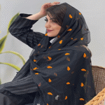 تصویر  شال توری طرح برگ