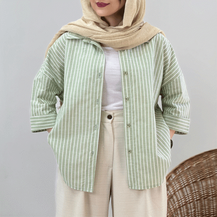 تصویر  مانتو لینن راه راه