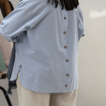 تصویر  مانتو لینن جیب نما پشت دکمه