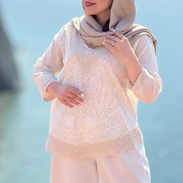 تصویر  شومیز کنفی خامه دوزی شده