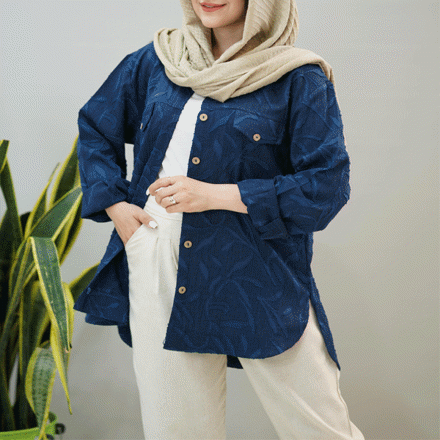 تصویر  مانتو ژاکارد جیب نما