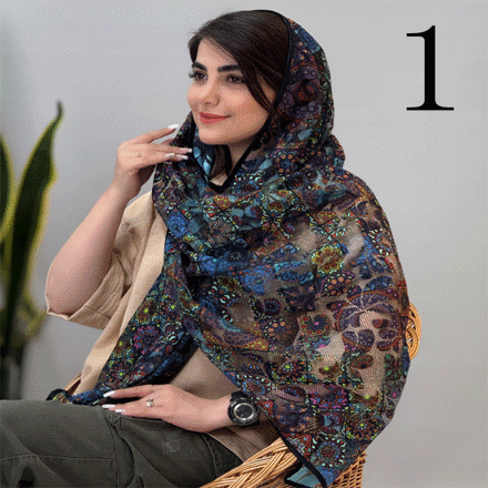 تصویر  شال توری طرحدار