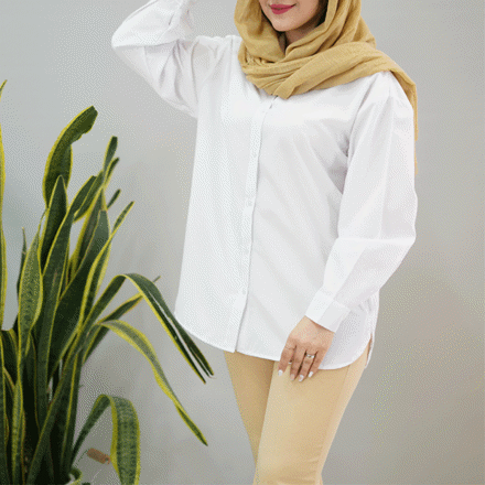 تصویر  شومیز مانتویی سفید