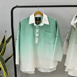 تصویر  شومیز مانتویی آبرنگی لینن کنفی