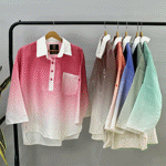 تصویر  شومیز مانتویی آبرنگی لینن کنفی