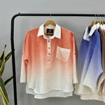 تصویر  شومیز مانتویی آبرنگی لینن کنفی