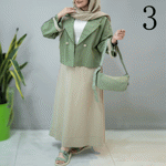 تصویر  کت و دامن لینن جلو ژیله