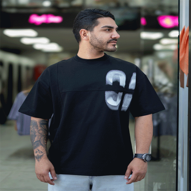 تصویر  تیشرت لانگ مردانه چاپ آبرنگی