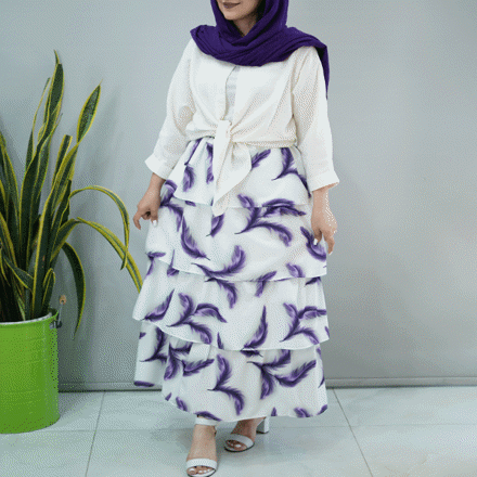 تصویر  دامن کرکره ای طرح پر