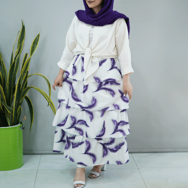 تصویر  دامن کرکره ای طرح پر