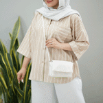 تصویر  مانتو راه راه آستین پاکتی