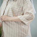 تصویر  مانتو راه راه آستین پاکتی