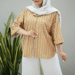 تصویر  مانتو راه راه آستین پاکتی