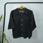 تصویر  مانتو لینن آستین پاکتی