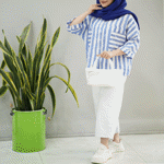 تصویر  مانتو راه راه دو جیب