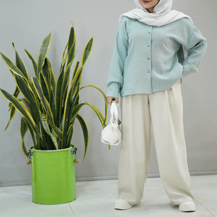 تصویر  مانتو شانتون راه راه پشت بندی