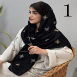 تصویر  شال لینن گلدوزی