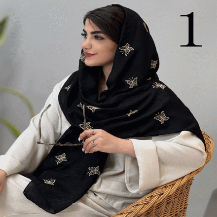 تصویر  شال لینن گلدوزی