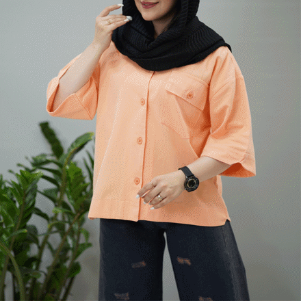 تصویر  شومیز مانتویی تک جیب لینن