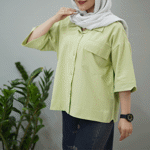 تصویر  شومیز مانتویی تک جیب لینن