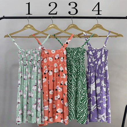 تصویر  پیراهن نخی کوتاه طرحدار