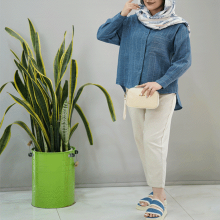 تصویر  مانتو شانتون راه راه تک جیب