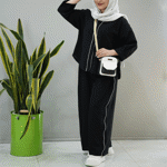 تصویر  مانتو و شلوار مشکی