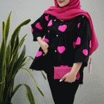 تصویر  مانتو کتان گلدوزی قلب