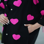 تصویر  مانتو کتان گلدوزی قلب