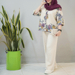 تصویر  شومیز طرحدار آستین پاگن