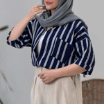 تصویر  مانتو تک جیب راه راه آستین پاکتی