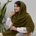 تصویر  شال لینن منگوله دار