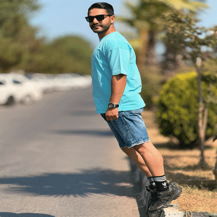 تصویر  تیشرت آبی فیروزه ای سنگشور مردانه