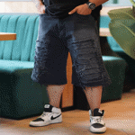 تصویر  شلوارک مردانه زاپدار ذغالی