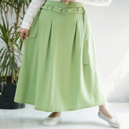 تصویر  دامن لینن کمردار