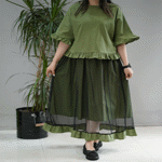 تصویر  شومیز و دامن لینن توری