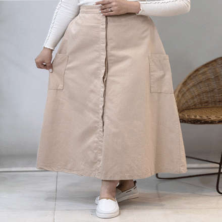 تصویر  دامن لینن جلو دکمه