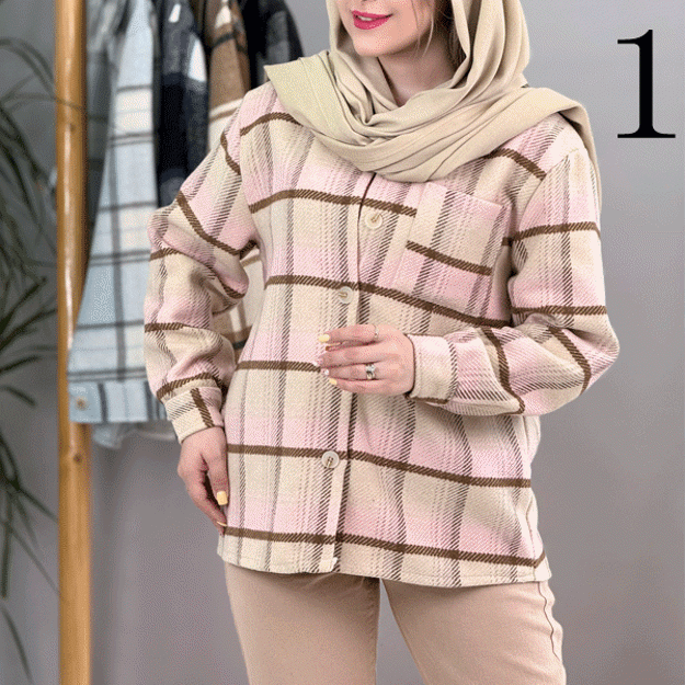 تصویر  شکت چهارخونه تک جیب