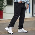 تصویر  شلوار نیم بگ ذغالی ساده مردانه