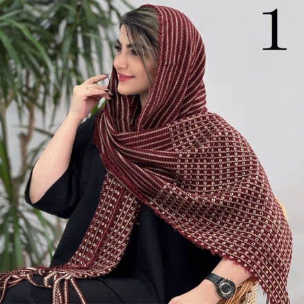 تصویر  شال بافت چهارخونه