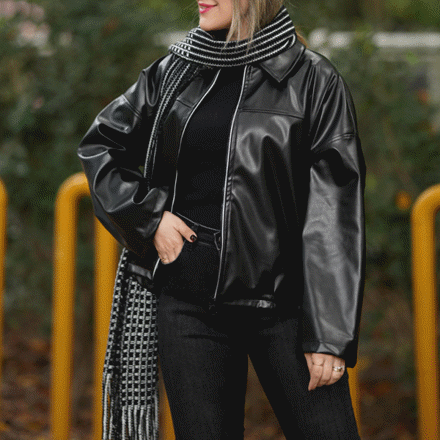 تصویر  کت چرم جلو زیپ کوتاه