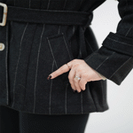 تصویر  کت فوتر راه راه کمردار